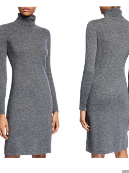 Neiman Marcus Dresses & Skirts - Neiman Marcus Gray Cashmere Turtleneck Sweater Dress Size Medium